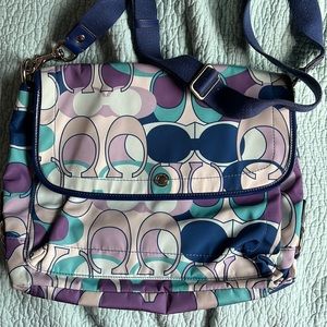 Lightly used COACH Kyra Scarf Print Messenger Bag and wallet